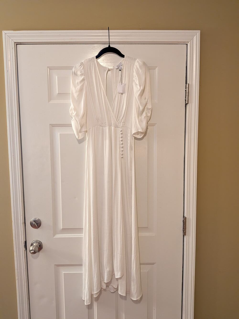 Current Air White Satin Button Front Midi Dress Size Small NWT Bridal Ethereal